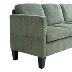 PexFix Divano angolare a L a 4 posti in velluto con chaise longue e velluto a coste imbottito, divano sezionale moderno multifunzionale per soggiorno, verde oliva