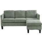 PexFix Divano angolare a L a 4 posti in velluto con chaise longue e velluto a coste imbottito, divano sezionale moderno multifunzionale per soggiorno, verde oliva