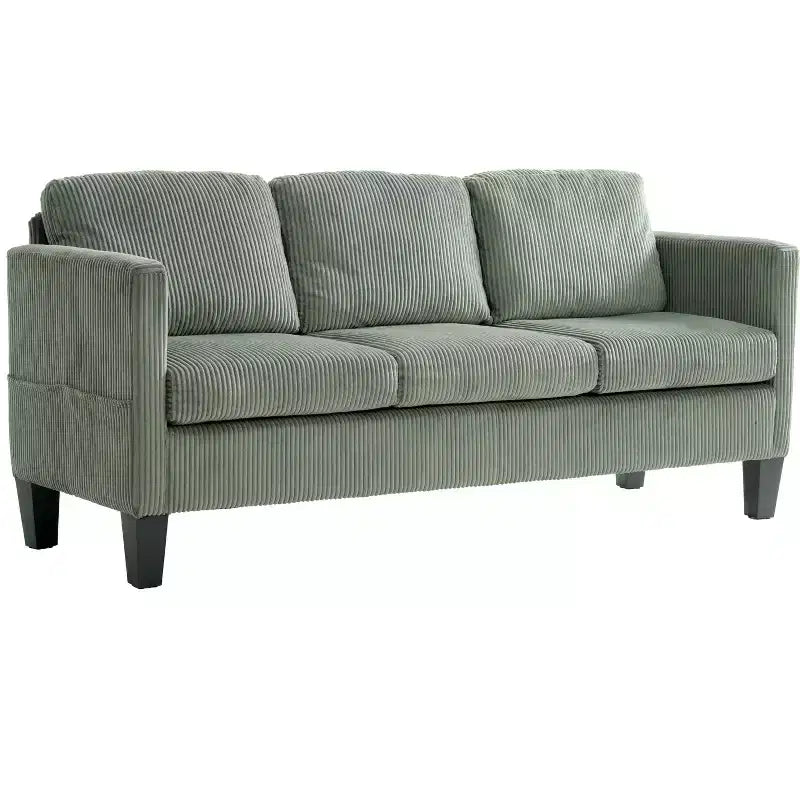 PexFix Divano angolare a L a 4 posti in velluto con chaise longue e velluto a coste imbottito, divano sezionale moderno multifunzionale per soggiorno, verde oliva