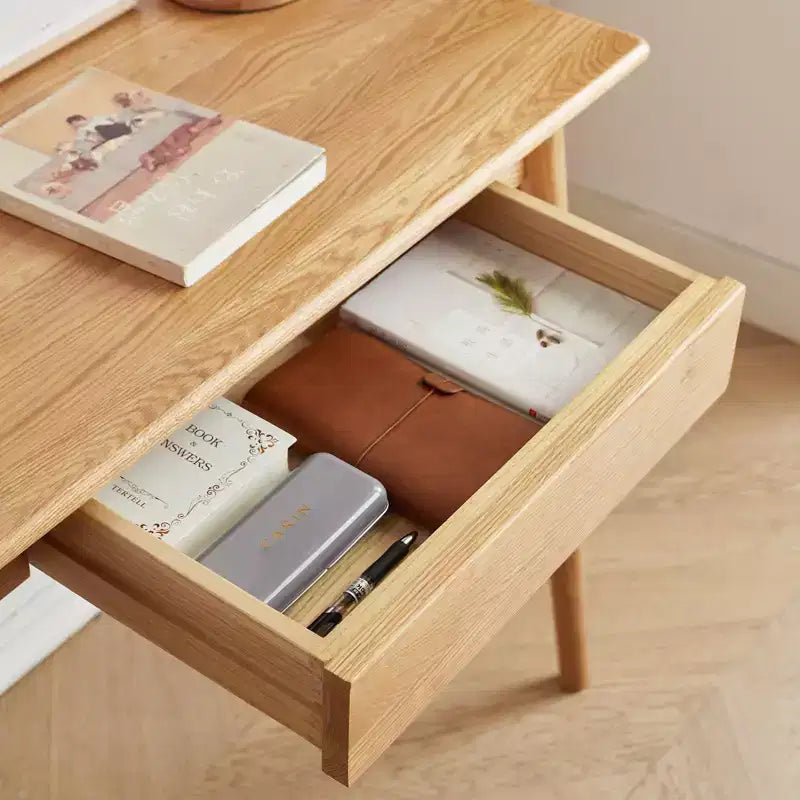 Scrivanie da ufficio moderne in legno massello Okak 31.5/39IN, scrivania da lavoro con 1 cassetto, scrivania da scrittura per soggiorno, sala lettura, studio