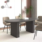 Okak 78IN Tavolo da Pranzo Estensibile per 4-8 Persone, Tavolo da Cucina con Base a Strisce di Legno, Tavolo Pieghevole per Soggiorno, Sala da Pranzo