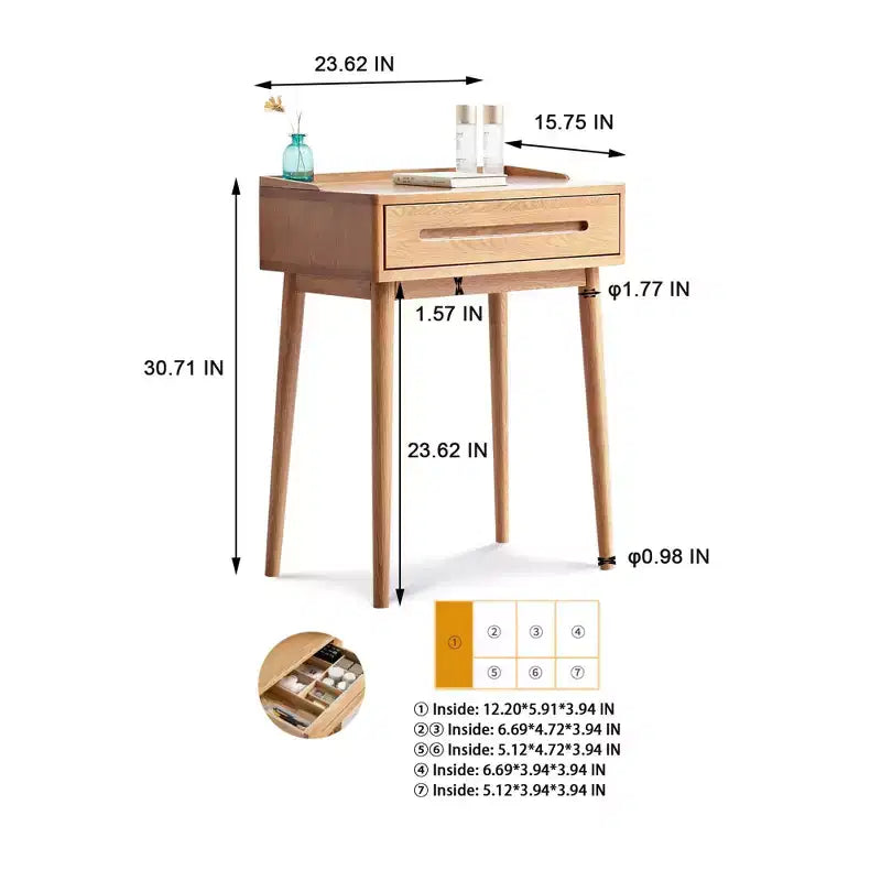 Okak Scrivania Moderna in Legno 23.62IN, Scrivania da Ufficio con 1 Grande Cassetto, Scrivania per Computer per Casa, Ufficio, Aula, Biblioteca, Rovere