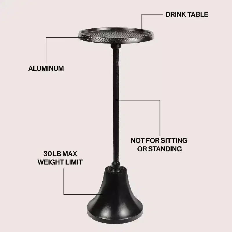 JONATHAN Y Irida 24 Tavolino d'Appoggio di Design Art Déco con Base a Pedestallo e Piano Rotondo Martellato e Base a Campana