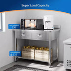 ROVSUN 42'' x 26'' Tavolo da Lavoro e Preparazione in Acciaio Inossidabile con Cassetto per Cucina Ristorante