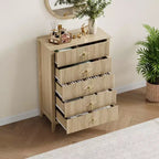 Cassettiera a 5 cassetti, Comò moderno in legno per camera da letto con cassetti contenitori, Mobile TV in stile rustico per soggiorno, camera da letto, corridoio
