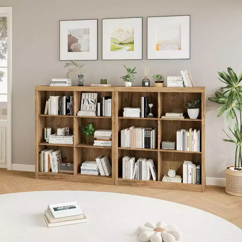 Scaffale organizer a 6 cubi, libreria alta 134 cm con dispositivo antiribaltamento, scaffale robusto in legno per soggiorno, camera da letto e ufficio
