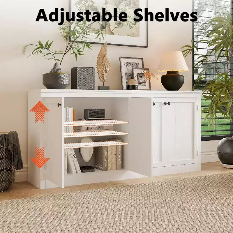 COZONY Mobile Credenza a 4 Ante da 160 cm, Madia Contenitore Moderna per Soggiorno, Sala da Pranzo e Ufficio