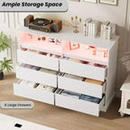 Comò per camera da letto, cassettiera a 6 cassetti, mobile a 6 cassetti con spazio aperto, armadietto moderno di grande capacità, soggiorno, corridoio