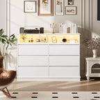 Comò per camera da letto, cassettiera a 6 cassetti, mobile a 6 cassetti con spazio aperto, armadietto moderno di grande capacità, soggiorno, corridoio
