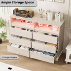 Comò per camera da letto, cassettiera a 6 cassetti, mobile a 6 cassetti con spazio aperto, armadietto moderno di grande capacità, soggiorno, corridoio