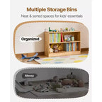 VEVOR Libreria Montessori, Organizzatore per Giocattoli Largo 90 cm, Mobile Contenitore a 2 Livelli per Bambini, Arredamento per Asilo Nido, Libreria per Bambini, Marrone