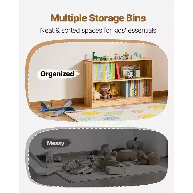 VEVOR Libreria Montessori, Organizzatore per Giocattoli Largo 90 cm, Mobile Contenitore a 2 Livelli per Bambini, Arredamento per Asilo Nido, Libreria per Bambini, Marrone