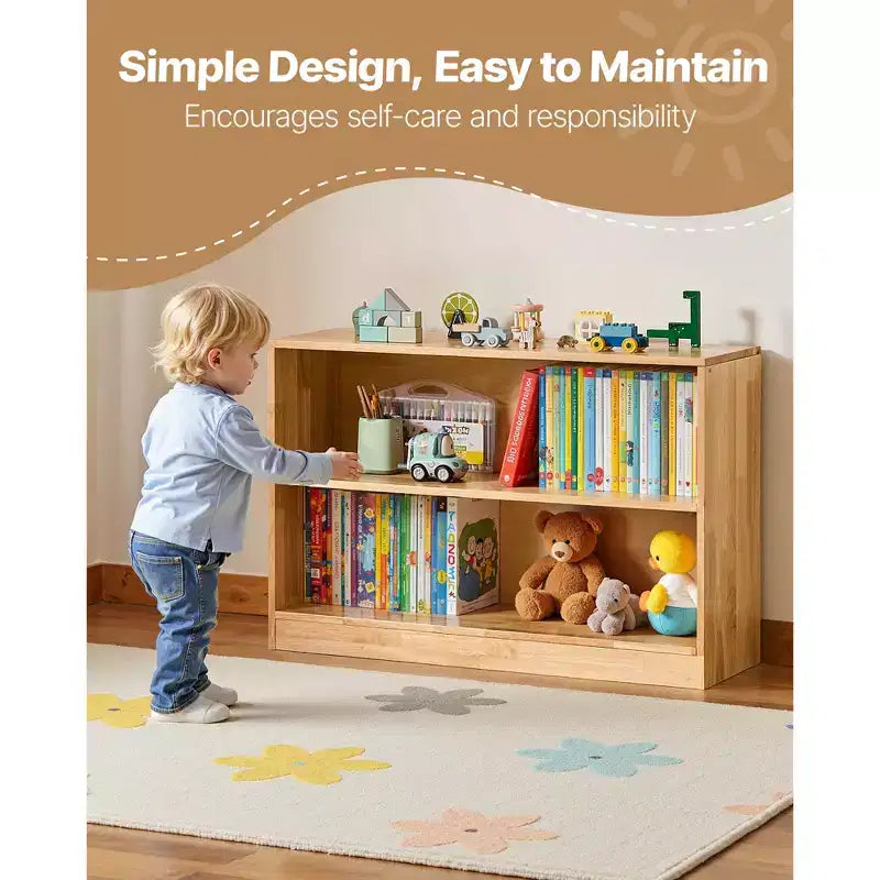 VEVOR Libreria Montessori, Organizzatore per Giocattoli Largo 90 cm, Mobile Contenitore a 2 Livelli per Bambini, Arredamento per Asilo Nido, Libreria per Bambini, Marrone