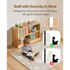 VEVOR Libreria Montessori, Organizzatore per Giocattoli Largo 90 cm, Mobile Contenitore a 2 Livelli per Bambini, Arredamento per Asilo Nido, Libreria per Bambini, Marrone