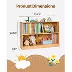 VEVOR Libreria Montessori, Organizzatore per Giocattoli Largo 90 cm, Mobile Contenitore a 2 Livelli per Bambini, Arredamento per Asilo Nido, Libreria per Bambini, Marrone