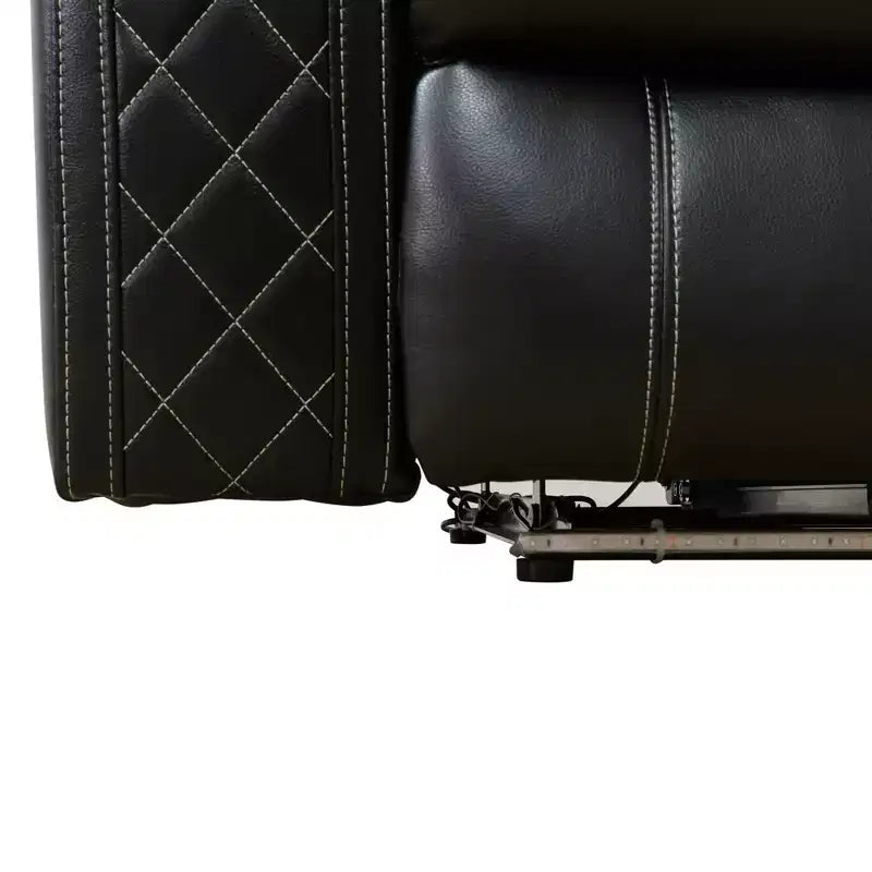MAYEERTY Poltrona Reclinabile Elettrica, Poltrona Reclinabile in Pelle con Ricarica USB, Illuminazione a LED e Schienale Regolabile per Soggiorno, Nero