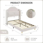 Struttura Letto Singolo con Testiera Contenitore e Luci LED, Letto Imbottito in Velluto per Bambini, Nessuna Rete a Molle Necessaria, Robusta Struttura in Metallo e Legno