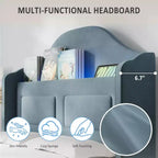 Struttura Letto Singolo con Testiera Contenitore e Luci LED, Letto Imbottito in Velluto per Bambini, Nessuna Rete a Molle Necessaria, Robusta Struttura in Metallo e Legno