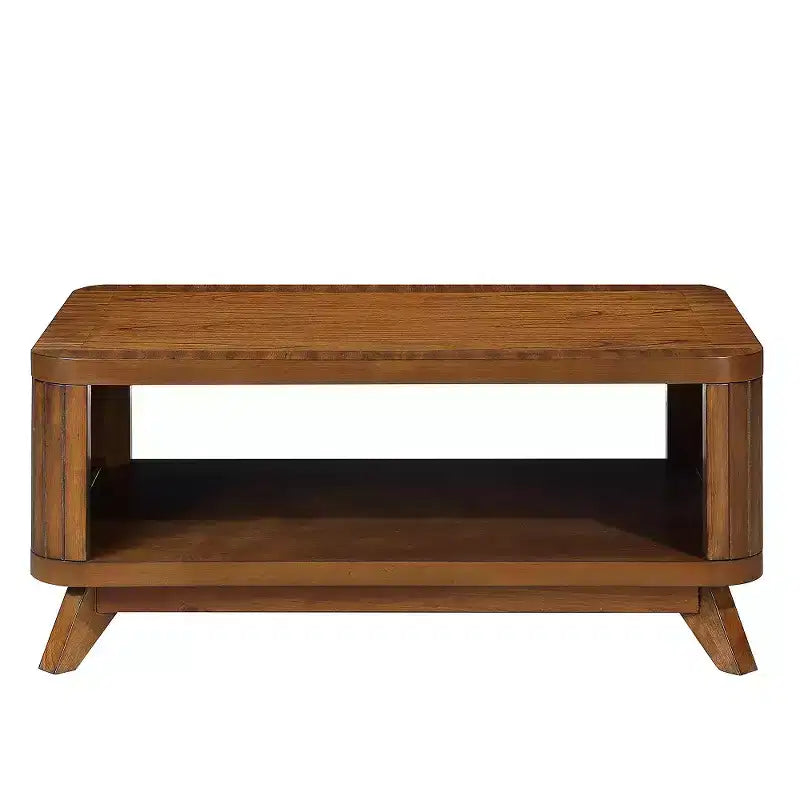 Tavolino da caffè rettangolare Zeus & Ruta da 41,5'' in legno con gambe in legno massello e ripiano inferiore aperto per soggiorno, facile montaggio, noce