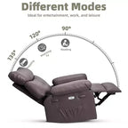 Poltrona reclinabile elettrica a 360° con funzione Power Swivel Rocker, riscaldamento e massaggio, in pelle PU (imbottitura 1,5X in spugna per soggiorno)