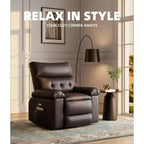 Poltrona reclinabile elettrica a 360° con funzione Power Swivel Rocker, riscaldamento e massaggio, in pelle PU (imbottitura 1,5X in spugna per soggiorno)