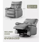 Poltrona reclinabile elettrica a 360° con funzione Power Swivel Rocker, riscaldamento e massaggio, in pelle PU (imbottitura 1,5X in spugna per soggiorno)