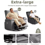 Poltrona reclinabile elettrica a 360° con funzione Power Swivel Rocker, riscaldamento e massaggio, in pelle PU (imbottitura 1,5X in spugna per soggiorno)
