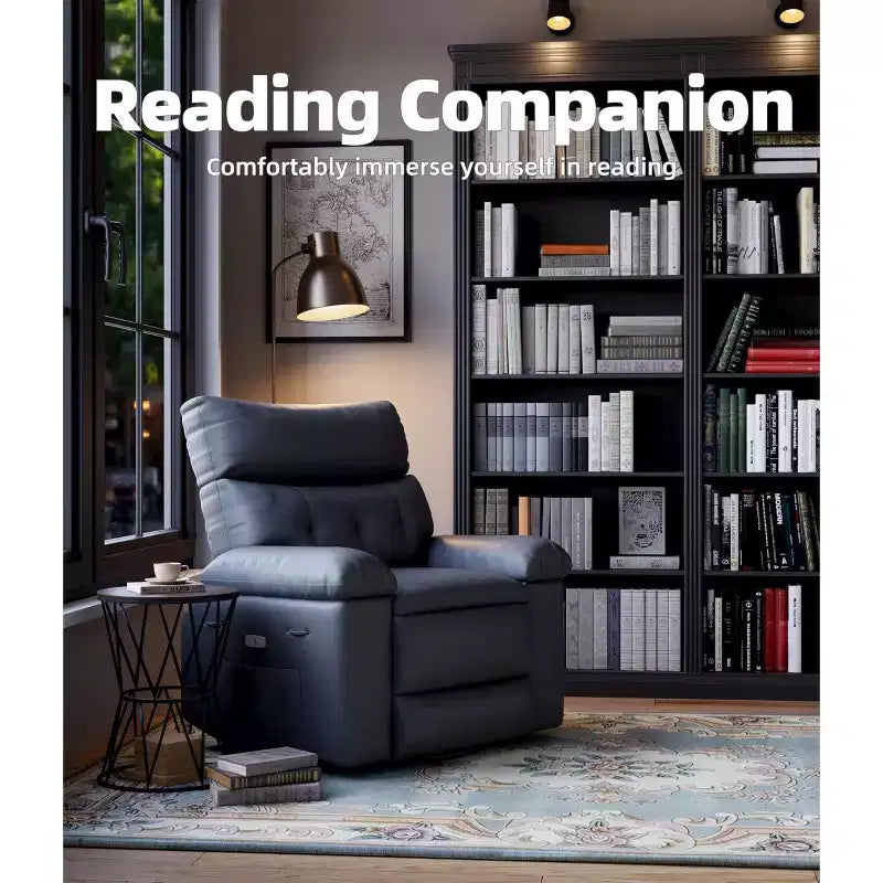 Poltrona reclinabile elettrica a 360° con funzione Power Swivel Rocker, riscaldamento e massaggio, in pelle PU (imbottitura 1,5X in spugna per soggiorno)