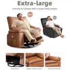 Poltrona reclinabile elettrica a 360° con funzione Power Swivel Rocker, riscaldamento e massaggio, in pelle PU (imbottitura 1,5X in spugna per soggiorno)