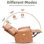Poltrona reclinabile elettrica a 360° con funzione Power Swivel Rocker, riscaldamento e massaggio, in pelle PU (imbottitura 1,5X in spugna per soggiorno)