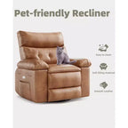 Poltrona reclinabile elettrica a 360° con funzione Power Swivel Rocker, riscaldamento e massaggio, in pelle PU (imbottitura 1,5X in spugna per soggiorno)