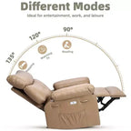 Poltrona reclinabile elettrica a 360° con funzione Power Swivel Rocker, riscaldamento e massaggio, in pelle PU (imbottitura 1,5X in spugna per soggiorno)