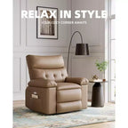 Poltrona reclinabile elettrica a 360° con funzione Power Swivel Rocker, riscaldamento e massaggio, in pelle PU (imbottitura 1,5X in spugna per soggiorno)