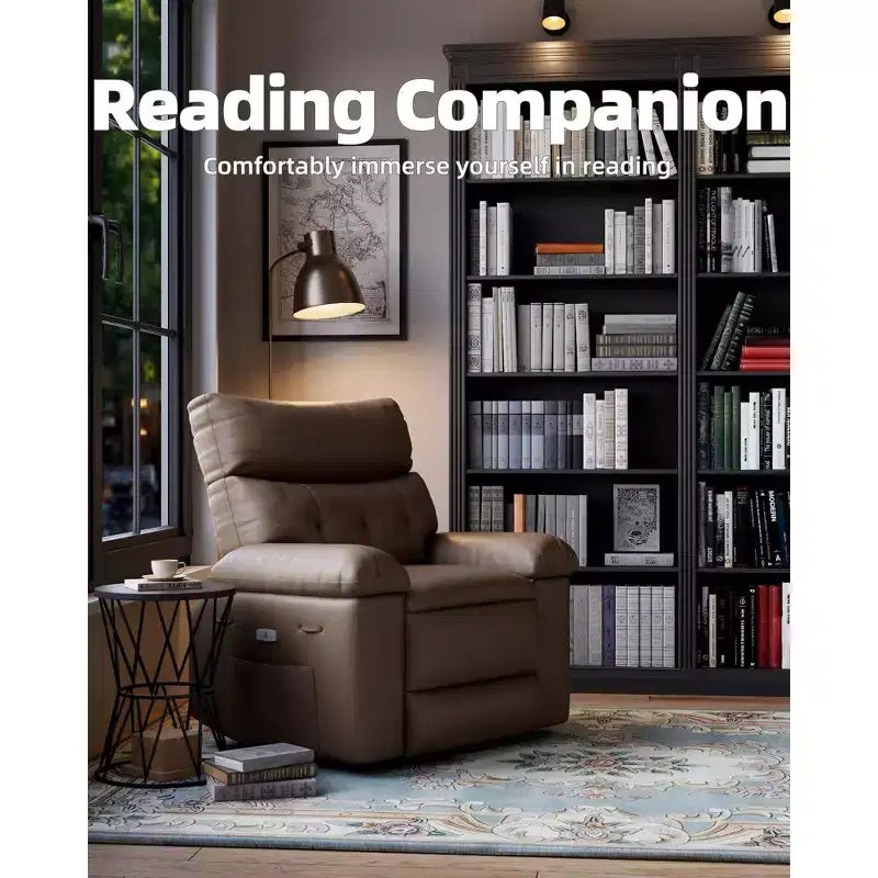 Poltrona reclinabile elettrica a 360° con funzione Power Swivel Rocker, riscaldamento e massaggio, in pelle PU (imbottitura 1,5X in spugna per soggiorno)