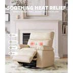 Poltrona reclinabile elettrica a 360° con funzione Power Swivel Rocker, riscaldamento e massaggio, in pelle PU (imbottitura 1,5X in spugna per soggiorno)