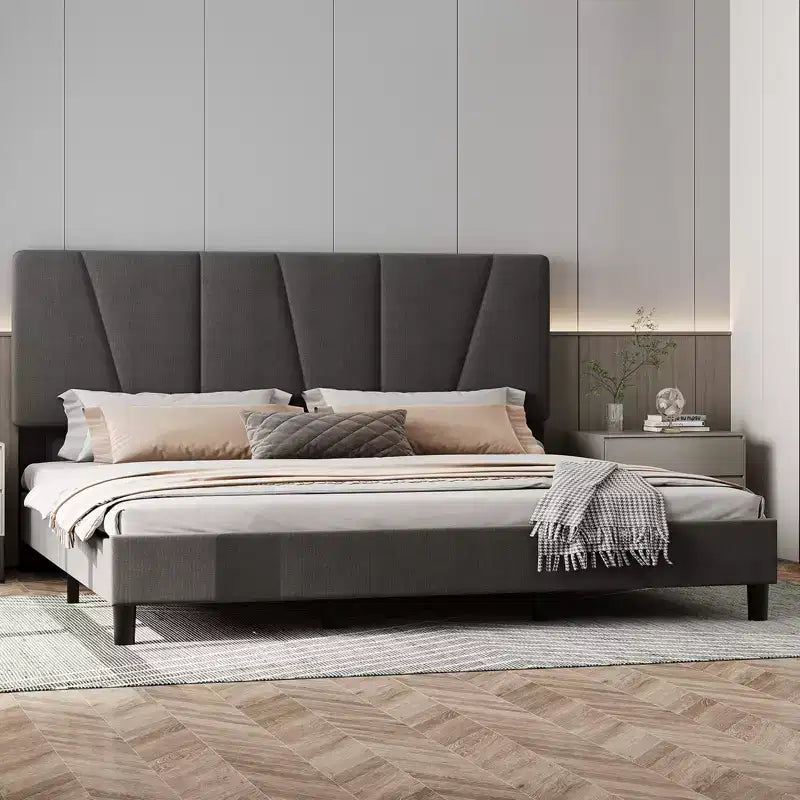 Struttura Letto King Size con Testiera Regolabile, Giroletto Imbottito King Size con Robuste Doghe in Legno, Base Materasso