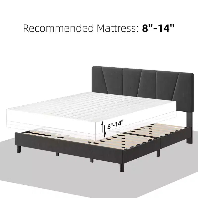 Struttura Letto King Size con Testiera Regolabile, Giroletto Imbottito King Size con Robuste Doghe in Legno, Base Materasso