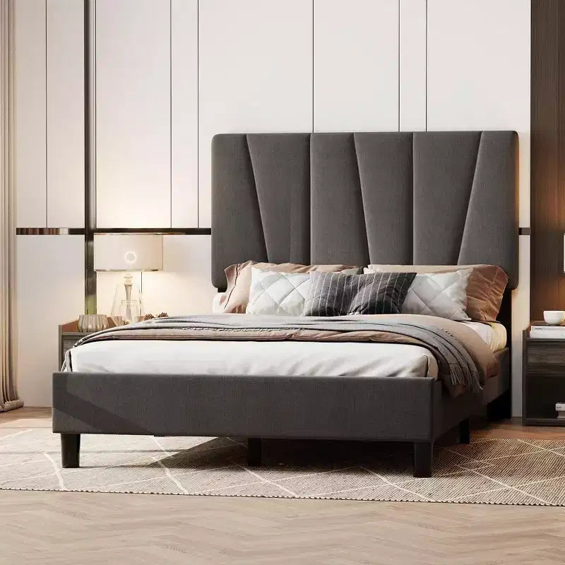 Struttura Letto King Size con Testiera Regolabile, Giroletto Imbottito King Size con Robuste Doghe in Legno, Base Materasso