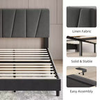 Struttura Letto King Size con Testiera Regolabile, Giroletto Imbottito King Size con Robuste Doghe in Legno, Base Materasso