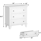 Cassettiera moderna a 3 cassetti, comò compatto in legno con robuste maniglie in metallo, salvaspazio per camera da letto, ingresso, corridoio