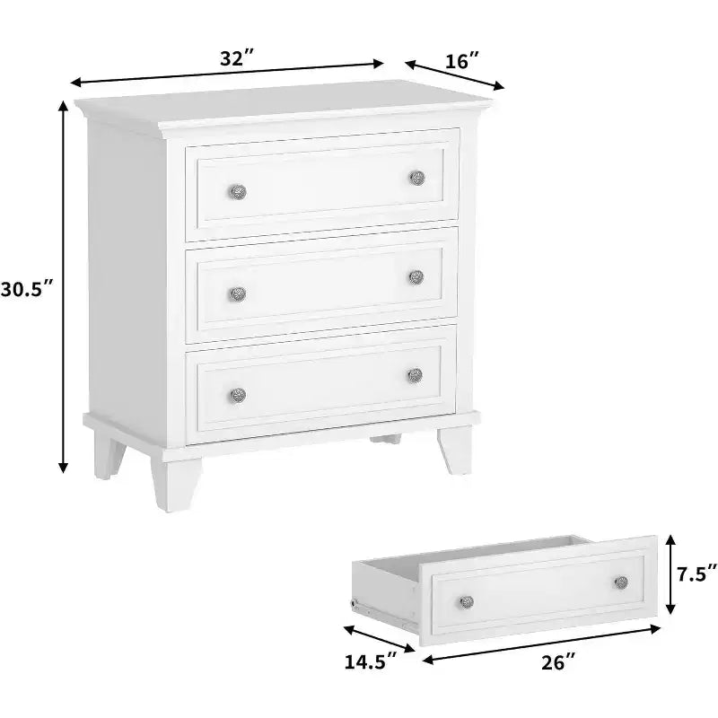 Cassettiera moderna a 3 cassetti, comò compatto in legno con robuste maniglie in metallo, salvaspazio per camera da letto, ingresso, corridoio