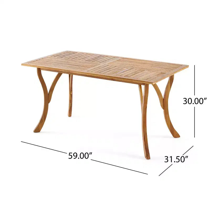 Okak 59IN Moderno Tavolo da Cucina Rettangolare in Legno, Tavolo da Pranzo con Gambe Stabili, Tavolo da Pranzo per Soggiorno, Cucina, Patio, Teak