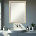 Specchio da parete per bagno Amanti Art Lila, con cornice in legno smussata da mezzo pollice