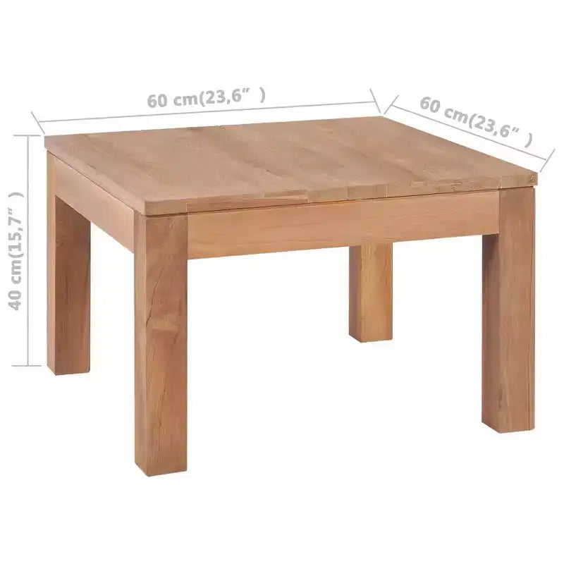 vidaXL Tavolino da caffè in Teak Naturale Legno Massello di Teak 60x60 cm Resistente - 23.6