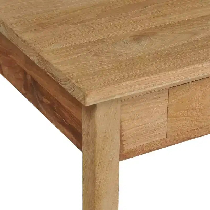vidaXL Tavolino da caffè in legno massello di teak con due cassetti - Tavolo in stile rustico marrone per soggiorno e salotto, facile da montare