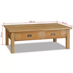 vidaXL Tavolino da caffè in legno massello di teak con due cassetti - Tavolo in stile rustico marrone per soggiorno e salotto, facile da montare