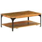 vidaXL Tavolino da caffè Tavolino da divano con ripiano portaoggetti Legno massello - 100 x 60 x 35 cm legno massello di recupero