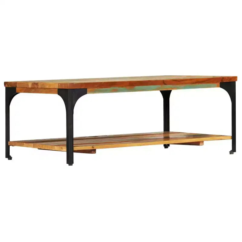 vidaXL Tavolino da caffè Tavolino da divano con ripiano portaoggetti Legno massello - 100 x 60 x 35 cm legno massello di recupero