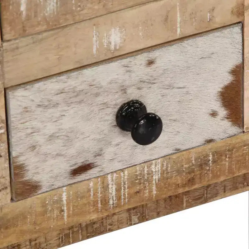 vidaXL Tavolino da caffè con 4 cassetti - Mobile artigianale in legno massello di mango - Elegante design rustico per soggiorno - Tavolino da divano marrone