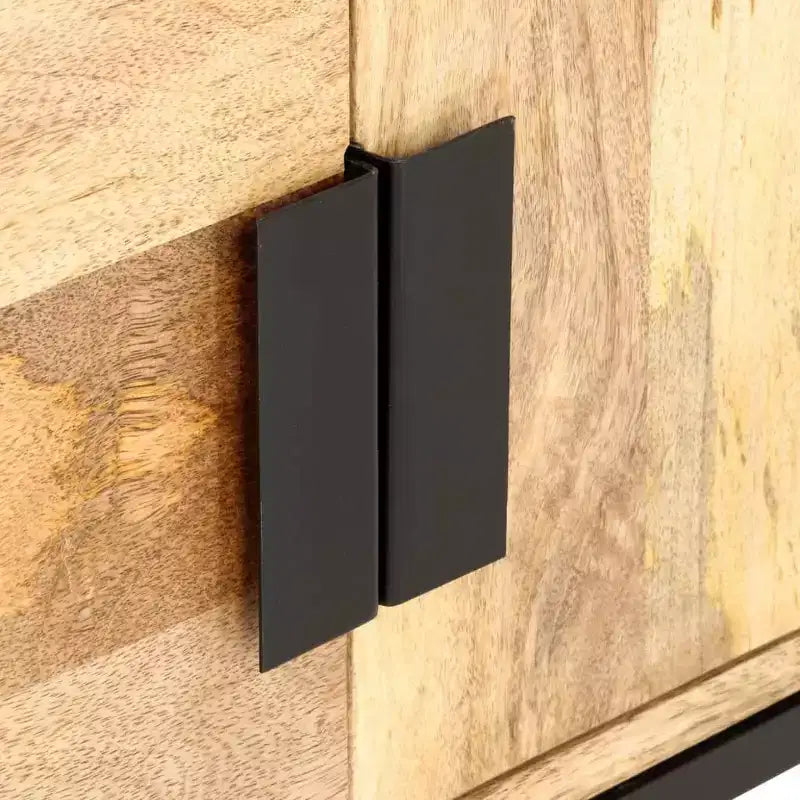 vidaXL Tavolino da caffè basso con contenitore - Realizzato in legno massello di mango con gambe in acciaio verniciato a polvere, design rustico e industriale, marrone